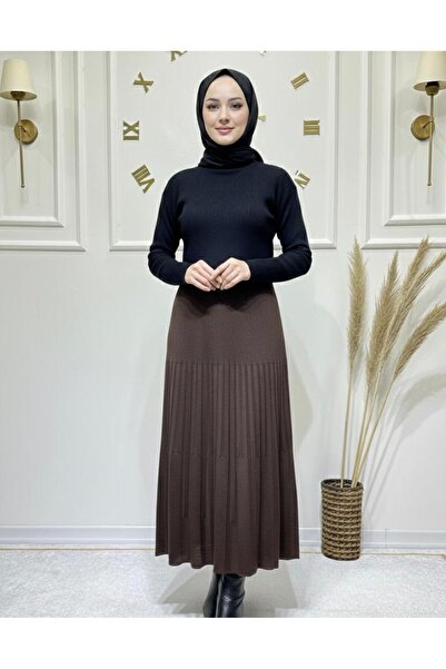 ModaMinar Kadın Çelik Örgü Zarif Triko Kumaş Etek