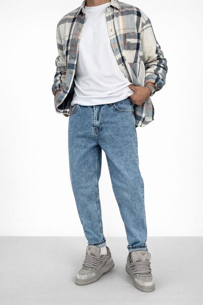 oraystore Men's Snow Washed Boyfriend Pants