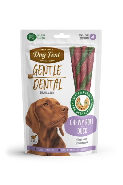 Dog Fest Dental Treats For Adult Dogs -Chewy Roll -Duck 100g