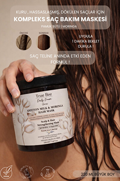 True Bee Anında İpeksi Yumuşaklık Veren Kuru, Hassas, Dökülen Saçlar için Pam...