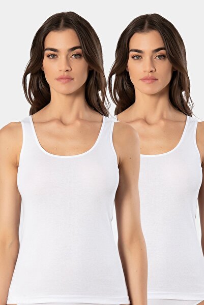 TÜREN Women's U-Neck Strappy Cotton Undershirt 2-Pack
