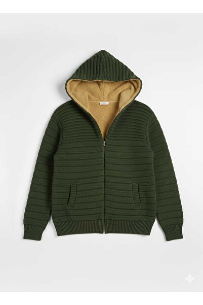 KMKkombin Men's Premium Series Fur-Collared Hooded E Cardigan