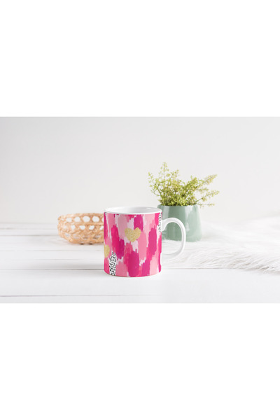 EYBaskı Tasarım Valentine's Day Themed Colorful Patterned Porcelain Mug