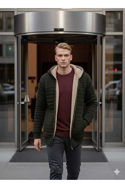 KMKkombin Men's Fleece Insulated Warm Full Zip Ka Hooded Rme Jacket Cardigan