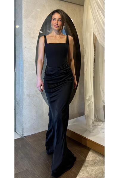 SpringStore Siyah Kare Yaka Abiye