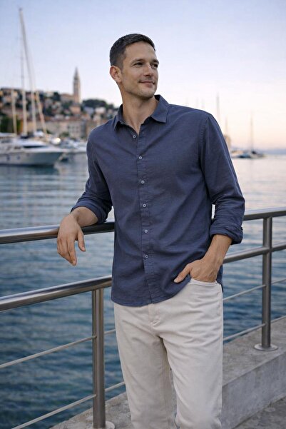 Valiberta Hurley Striped Modal Fabric Relaxed Fit Casual Men's Shirt - Blue