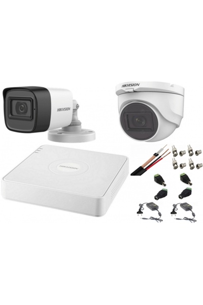Hikvision Sistem mixt de supraveghere audio-video cu 2 camere Turbo HD DVR 2M...