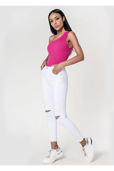 Nina Carter Women's slim jeans with torn details, White B-P501-10 M10