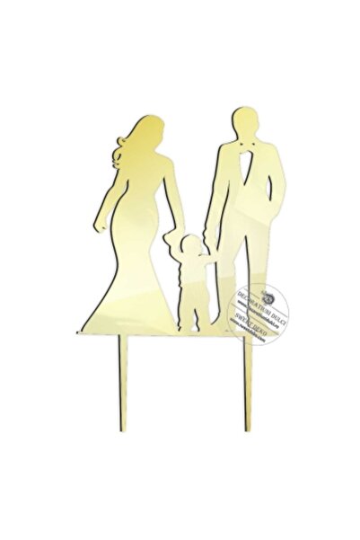 Decoratiuni Dulci Topper tort Miri cu baietel - Auriu oglinda