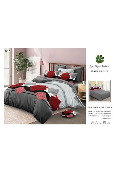 ANATOLIATEKSTILE Finet Bed Linen 6 Pieces, Complete Matrimonial Set, Modern M...