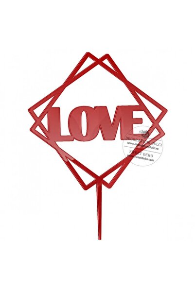 Decoratiuni Dulci Topper geometric love, plexiglass - Red