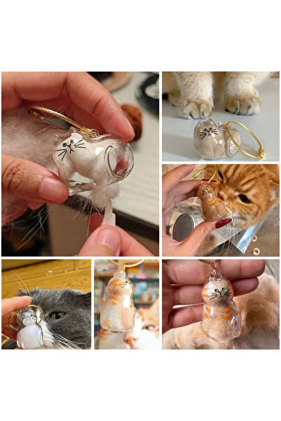MAHLA Cat Hair Filling Keychain - Cat Hair Storage Keychain - Transparent Key...