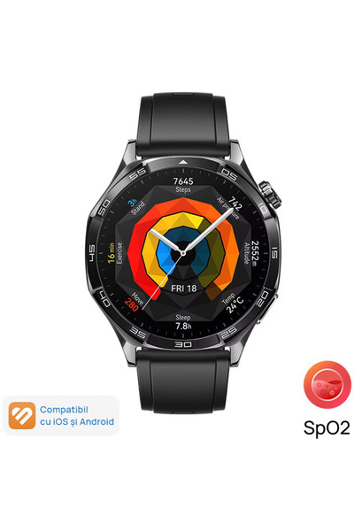 Huawei Ceas inteligent GT 5, 46 mm, carcasă din oțel inoxidabil cu finisaj ma...