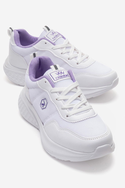 CCWAY AYAKKABI Double Stripe Stitched Anorak Women's Sports Shoes White Lila