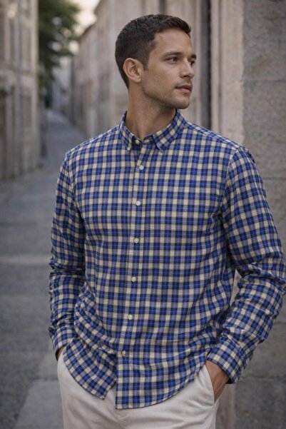 Valiberta Jacob Kareli 100% Cotton Relaxed Fit Casual Wear Plaid Men's Shirt ...