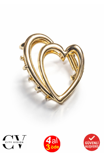 cityvision Double Heart Model Gold Color 5.5 cm Metal Hairpin - Stylish and D...