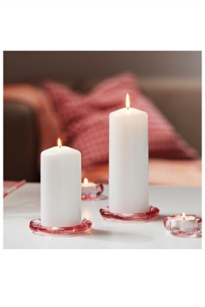 IKEA 2'li paket BLADFAGEL tealight 11 cm Pembe çiçek model mum tabağı BS Diji...