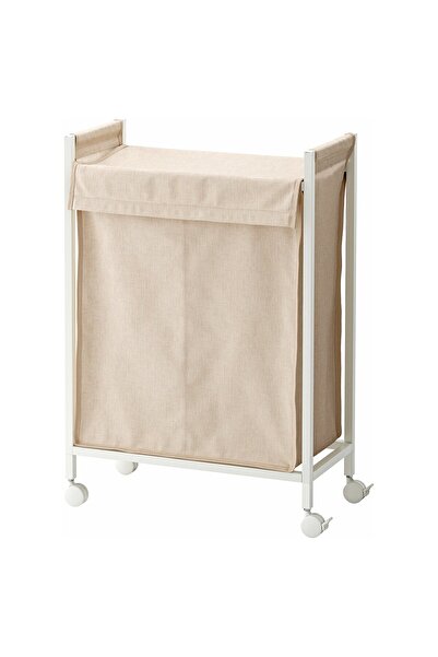 IKEA ENHET Laundry Basket with Wheels, White, 80 L