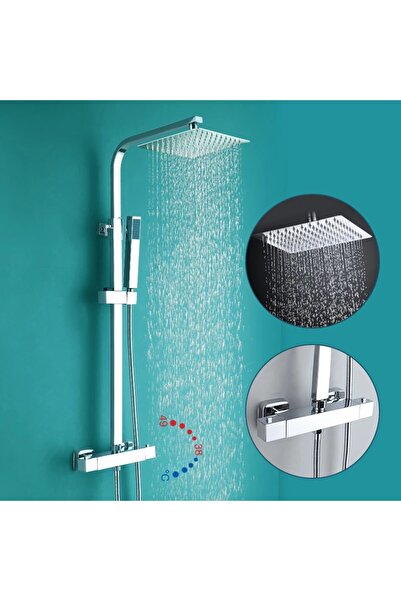 OEM Coloană de duș termostatică SquareLux, 2 funcții, crom-argintiu