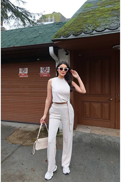 ZAWẼN Women's Soft Textured Tie-Up Two-Piece Set – New Season