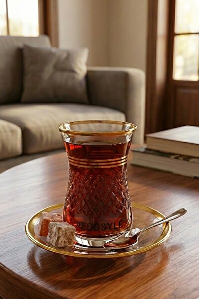 DECOSTYLE Hare Decorated Gold 12 Piece Tea Set Ajda