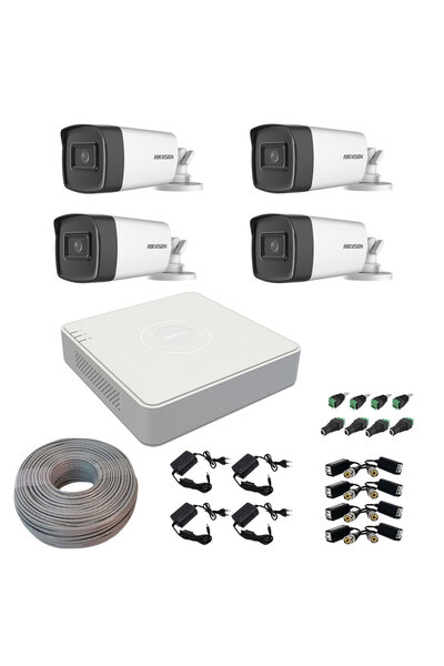 Hikvision Surveillance System 4 Cameras 5MP Turbo HD IR 80 DVR 4 Channels Acc...