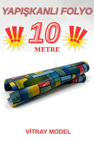 Renkli Duvarlar 45cm x 10 metara 1 rola folije sa lepkom, šareni izgled vitra...