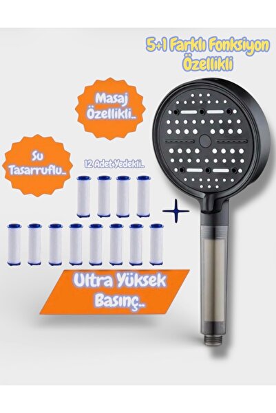 TRUVA Water-Saving High-Pressure Shower Head with 12 Spare Parts