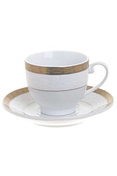 inart Set of 6 Cups and 6 Plates Golden Elegance