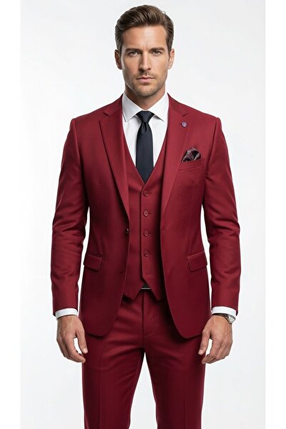 Plus Scorpion Men's 3-Piece Slim Fit Suit – Classic Stretch Fabric Fabric, Si...