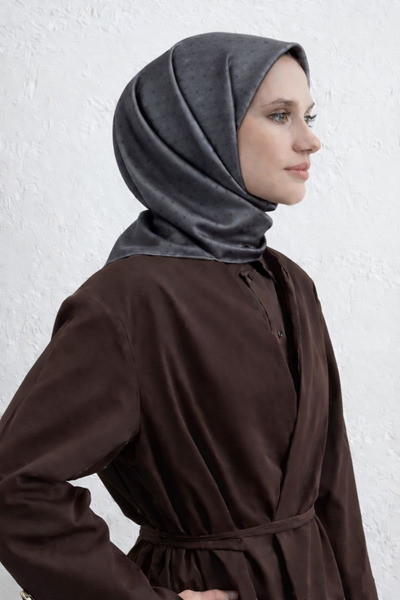 Armine Jacquard Tivil Pure Silk Scarf 2003 - 23 Gray Monogram Pattern