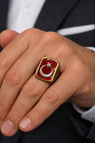 dagdelen 925 Ayar TÜRK BAYRAKLI erkek yüzüğü