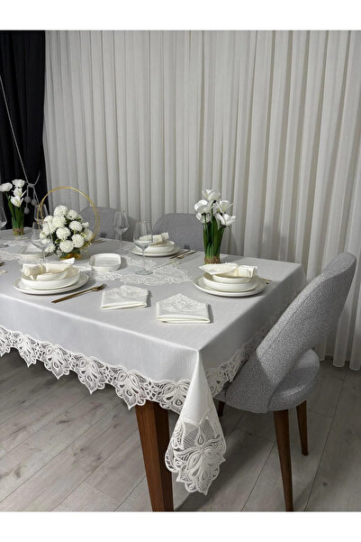 Çt Çeyizci Tekstil Tablecloth Set for 12 People, Table Set for 12 People 26 P...