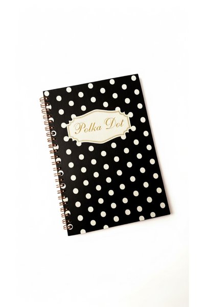 Mas Note A5 Spiral Bound Unlined Notebook 100 Pages 50 Sheets |   Textured Polka Dot Cover |   90Gr Ivory Paper