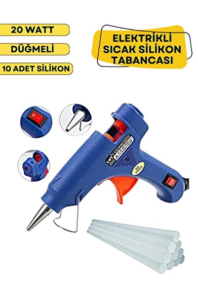 Macrostar Sıcak Silikon Tutkal Tabancası Küçük Mum Silikon Tabancası + 10 Ade...