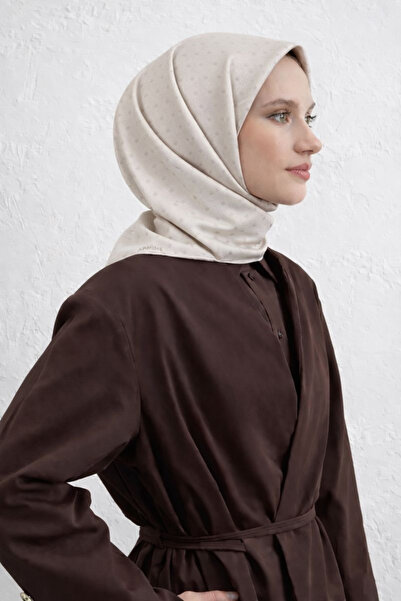 Armine Jacquard Tivil Pure Silk Scarf 2002 - 25 White Monogram Pattern