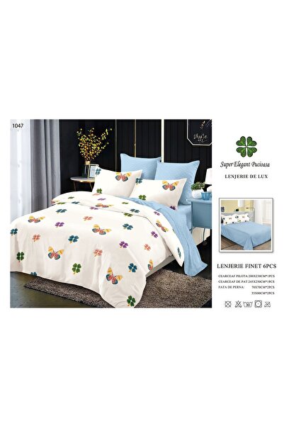 ANATOLIATEKSTILE Finet Bed Linen 6 Pieces, Complete Matrimonial Set, Modern M...