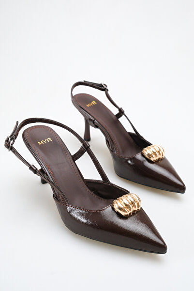 meyra'nın ayakkabıları Women's Buckle Detailed Heeled Shoes Bitter Brown Yanki