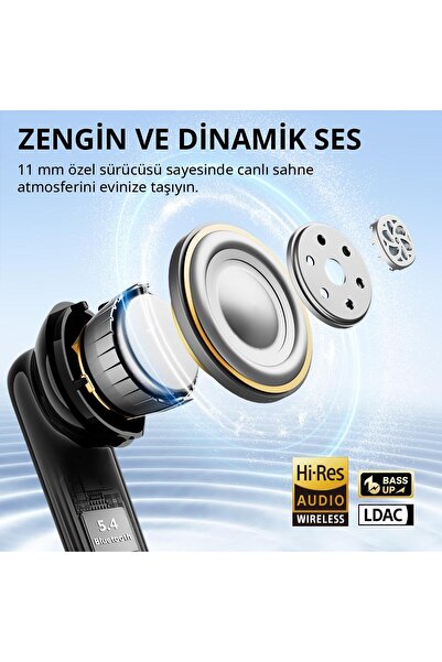 EARFUN Air Pro 4i Kulak Içi Bluetooth Kulaklık - Aktif Gürültü Engelleme - 40 Saat Kullanım Süresi - Siyah