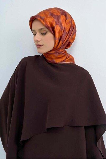 Armine Tivil Pure Silk Scarf 9541 - 36 Orange Powder Symbol Pattern