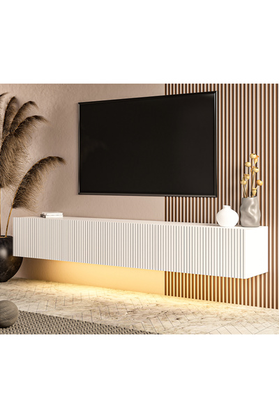 MERT SERT MOBİLYA Ada 180 cm Günışığı Led Işıklı Tv Sehpası, Tv Ünitesi, Duva...