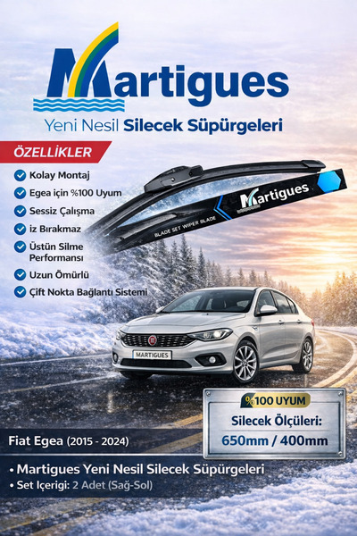 MARTIGUES Fiat Egea Silecek 2015 2026 Arası Uyumlu Silecek Takımı Araca Özel