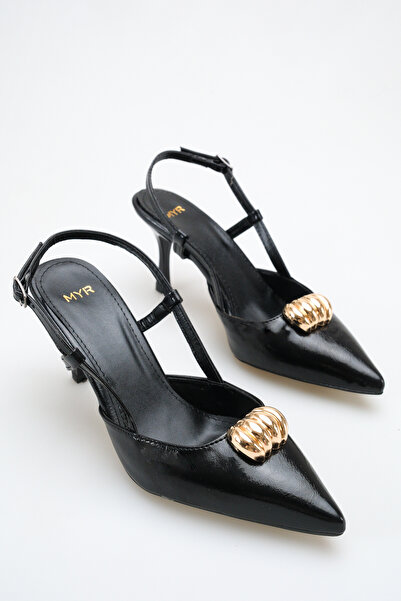 meyra'nın ayakkabıları Women's Buckle Detailed Heeled Shoes Black Yanki