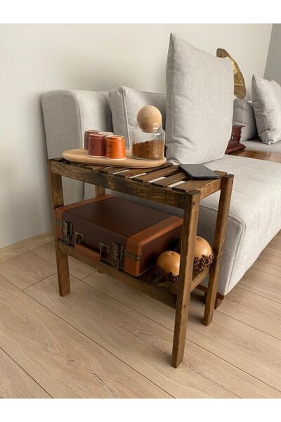 DDTREND Doğal Masif Kitaplık 2 Katlı Raf Çiçeklik Oturma Odası Havluluk Ev He...