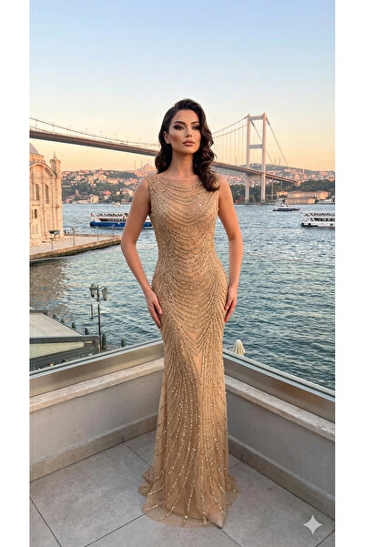 UZER Kristal Taş ve payet İşlemeli baskılı vücudu saran kuruklu Özel Seri Gec...