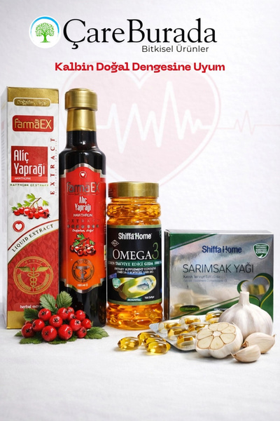 Çare Burada ÇareBurada Destek Seti - Alıç Yaprağı Ekstrakt, Omega 3 & Sarımsa...