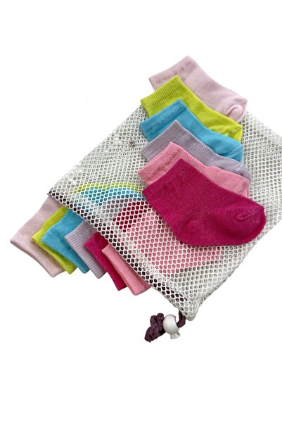 Kız Bebek Çorabı 6’lı Set + Yıkama Filesi Hediyedir | 0–6 Ay | Pamuklu | Renkli