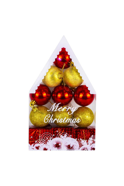 OEM Set of 12 Christmas Tree Baubles, Red Silver