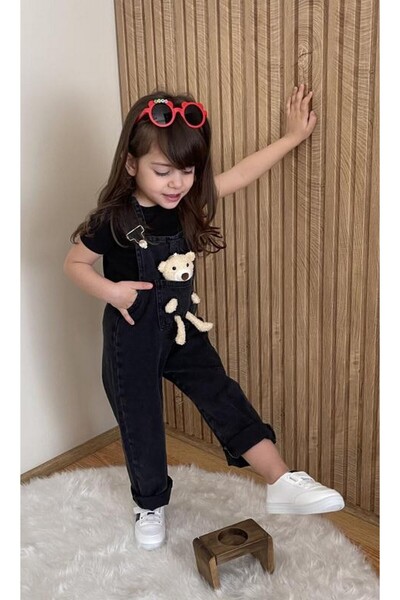 Orca Kids Fashion Unısex Ayıcıklı Salopet Antrasit