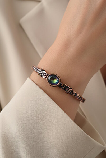 Süspüs Accessories سوار من النحاس اليوناني مزين بحجر التوباز الغامض